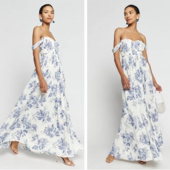 Reformation Dresses & Skirts - Reformation Blue and White Floral Jayde Dress sz 10